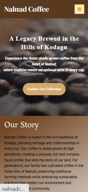 Website for Ecommerce coffee brand